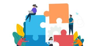 Illustration conveying the concept of building a structure.